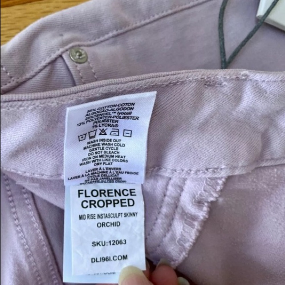 NEW DL1961 FLORENCE CROPPED MID-RISE INSTASCULPT SKINNY JEANS LAVENDER PURPLE 31 - Picture 4 of 5